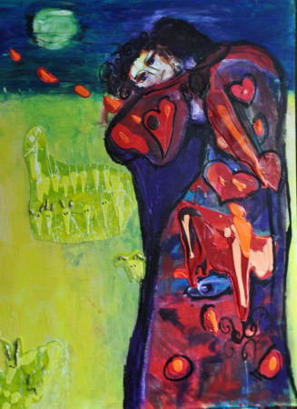 "Tweede kwartaal 2013" Afscheid [Acryl / gemengde techniek op doek] (0,90m x 0,70m)